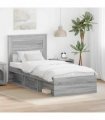 vidaXL Bed Frame Grey Sonoma 100 x 200 cm Engineered Wood
