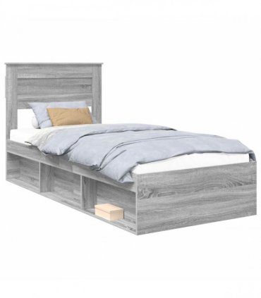 vidaXL Bed Frame Grey Sonoma 100 x 200 cm Engineered Wood