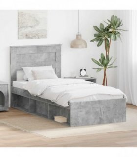 vidaXL Bed Frame Plain Concerte Grey 90 x 190 cm Solid Pine Wood