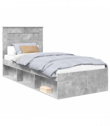 vidaXL Bed Frame Plain Concerte Grey 90 x 190 cm Solid Pine Wood