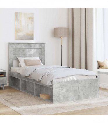vidaXL Bed Frame Plain Concerte Grey 90 x 190 cm Solid Pine Wood