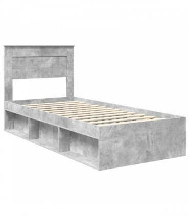 vidaXL Bed Frame Plain Concerte Grey 90 x 190 cm Solid Pine Wood