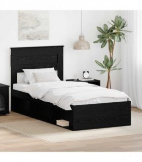 vidaXL Bed Frame Black Oak 75 x 190 cm Engineered Wood