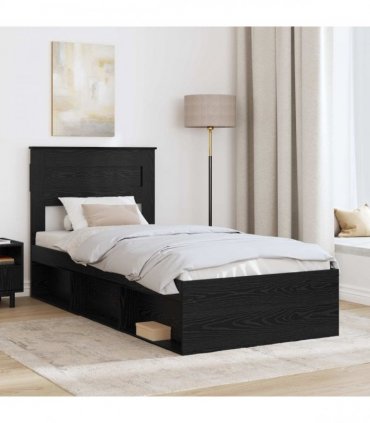 vidaXL Bed Frame Black Oak 75 x 190 cm Engineered Wood