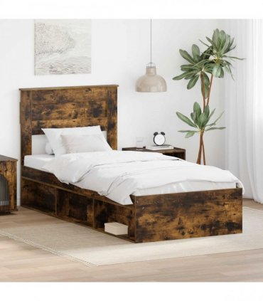 vidaXL Bed Frame Smoked Oak 75 x 190 cm Engineered Wood
