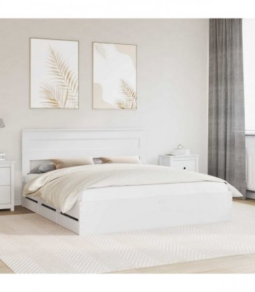 vidaXL Bed Frame with Drawer White 180 x 200 cm Engineer Wood
