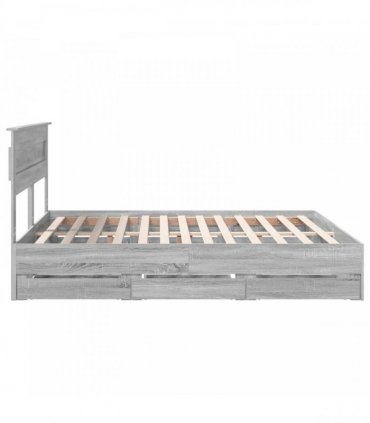 vidaXL Bed Frame with Drawer Grey Sonoma 180 x 200 cm Engineer Wood