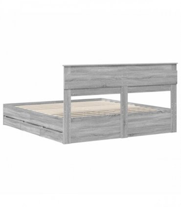 vidaXL Bed Frame with Drawer Grey Sonoma 180 x 200 cm Engineer Wood