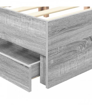 vidaXL Bed Frame with Drawer Grey Sonoma 180 x 200 cm Engineer Wood