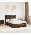 vidaXL Bed Frame with Drawer Smoked Oak 120 x 190 cm Engineer Wood