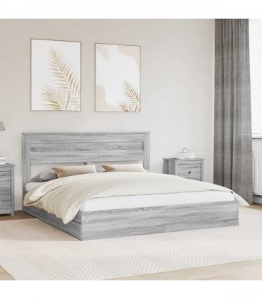 vidaXL Storage Bed Grey Sonoma 200 x 200 cm Engineered Wood