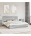 vidaXL Storage Bed Grey Sonoma 200 x 200 cm Engineered Wood