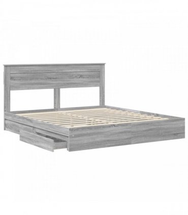 vidaXL Storage Bed Grey Sonoma 200 x 200 cm Engineered Wood