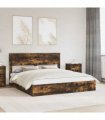 vidaXL Storage Bed with Drawer Smoked Oak 180 x 200 cm Engineered Wood