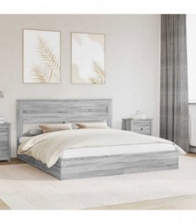vidaXL Storage Bed Grey Sonoma 180 x 200 cm Engineered Wood