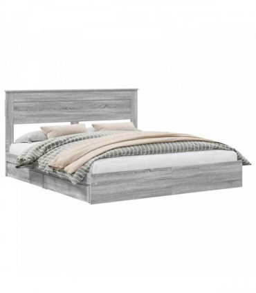 vidaXL Storage Bed Grey Sonoma 180 x 200 cm Engineered Wood