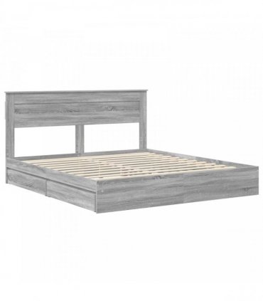 vidaXL Storage Bed Grey Sonoma 180 x 200 cm Engineered Wood