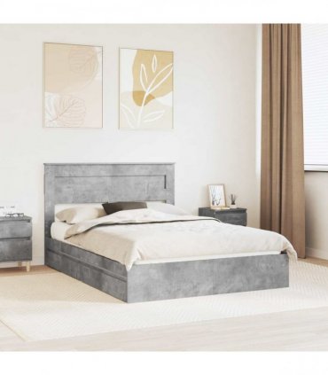 vidaXL Storage Bed Concrete Grey 150 x 200 cm Engineered Wood