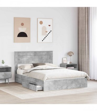 vidaXL Storage Bed Concrete Grey 150 x 200 cm Engineered Wood
