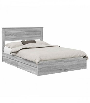 vidaXL Storage Bed Grey Sonoma 140 x 200 cm Engineered Wood
