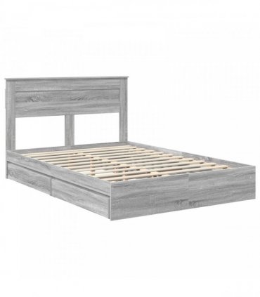 vidaXL Storage Bed Grey Sonoma 140 x 200 cm Engineered Wood