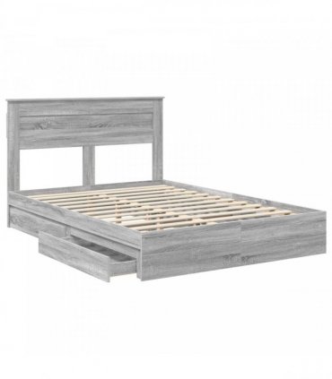vidaXL Storage Bed Grey Sonoma 140 x 200 cm Engineered Wood