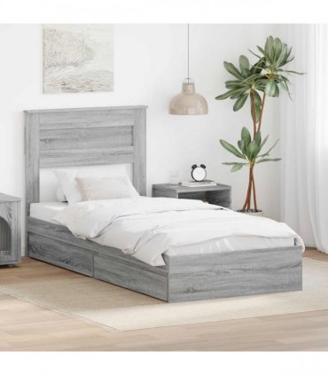 vidaXL Storage Bed Grey Sonoma 100 x 200 cm Engineered Wood