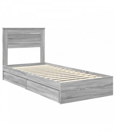 vidaXL Storage Bed Grey Sonoma 100 x 200 cm Engineered Wood