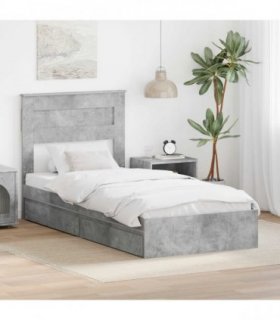 vidaXL Storage Bed Concrete Grey 90 x 190 cm Engineered Wood