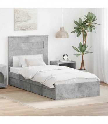 vidaXL Storage Bed Concrete Grey 90 x 190 cm Engineered Wood