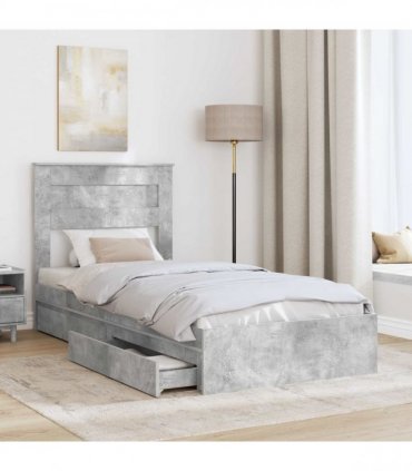 vidaXL Storage Bed Concrete Grey 90 x 190 cm Engineered Wood