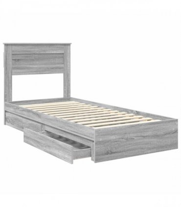 vidaXL Storage Bed with Drawer Grey Sonoma 75 x 190 cm Engineered Wood