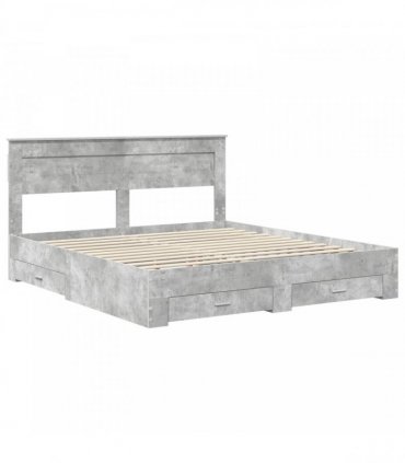 vidaXL Bed Frame Concrete Grey 200 x 200 cm Engineered Wood