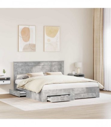 vidaXL Bed Frame Concrete Grey 200 x 200 cm Engineered Wood