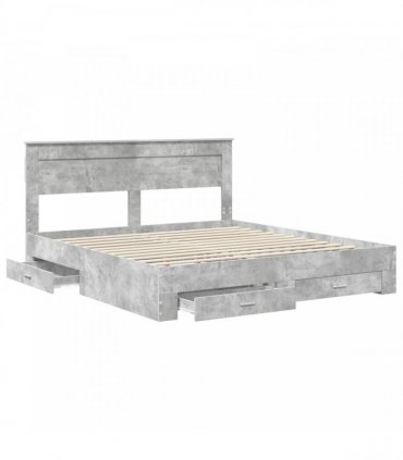 vidaXL Bed Frame Concrete Grey 200 x 200 cm Engineered Wood