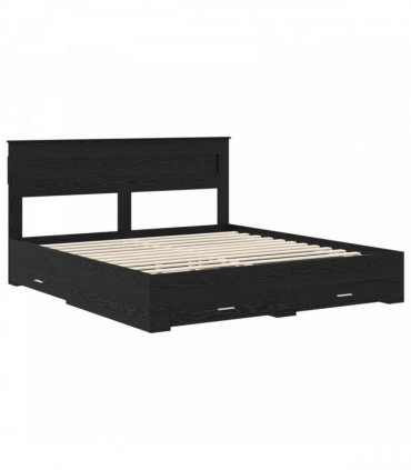 vidaXL Bed Frame with Drawer Black Oak 180 x 200 cm Engineered Wood