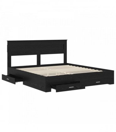 vidaXL Bed Frame with Drawer Black Oak 180 x 200 cm Engineered Wood