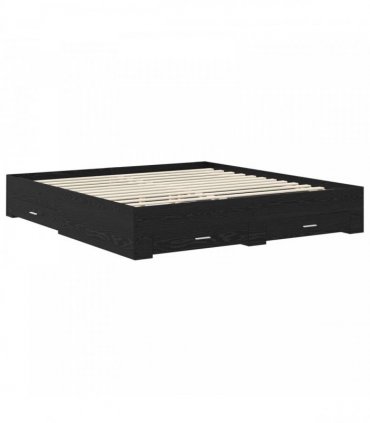 vidaXL Bed Frame with Drawer Black Oak 180 x 200 cm Engineered Wood
