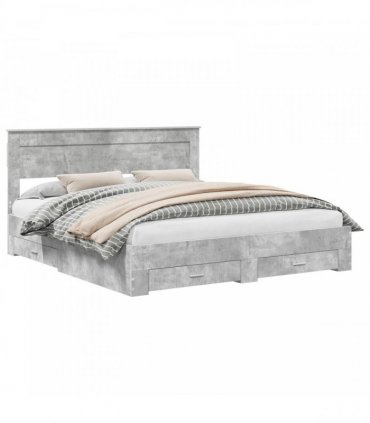 vidaXL Bed Frame Concrete Grey 180 x 200 cm Engineered Wood
