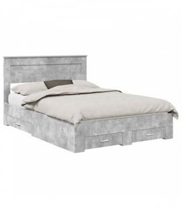 vidaXL Bed Frame Concrete Grey 140 x 200 cm Engineered Wood