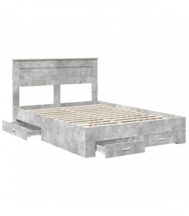 vidaXL Bed Frame Concrete Grey 140 x 200 cm Engineered Wood