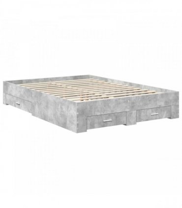 vidaXL Bed Frame Concrete Grey 140 x 200 cm Engineered Wood