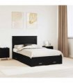 vidaXL Bed Frame with Drawer Black Oak 135 x 190 cm Engineered Wood