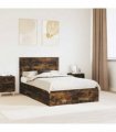 vidaXL Bed Frame with Drawer Smoked Oak 135 x 190 cm Engineered Wood