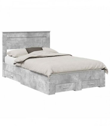 vidaXL Bed Frame Concrete Grey 120 x 190 cm Engineered Wood