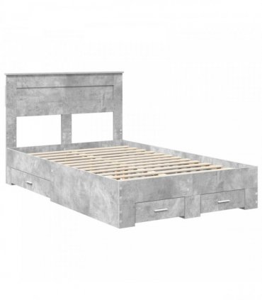 vidaXL Bed Frame Concrete Grey 120 x 190 cm Engineered Wood