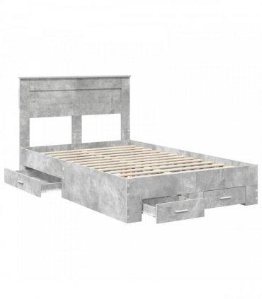 vidaXL Bed Frame Concrete Grey 120 x 190 cm Engineered Wood