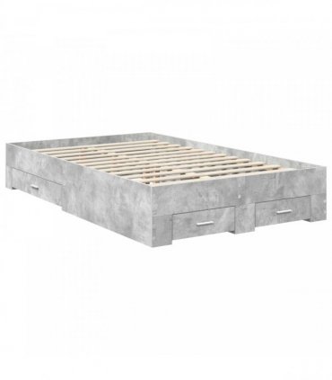 vidaXL Bed Frame Concrete Grey 120 x 190 cm Engineered Wood