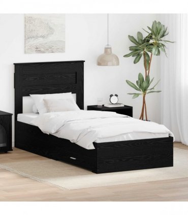 vidaXL Bed Frame with Drawer Black Oak 100 x 200 cm Engineered Wood