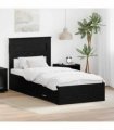 vidaXL Bed Frame with Drawer Black Oak 100 x 200 cm Engineered Wood